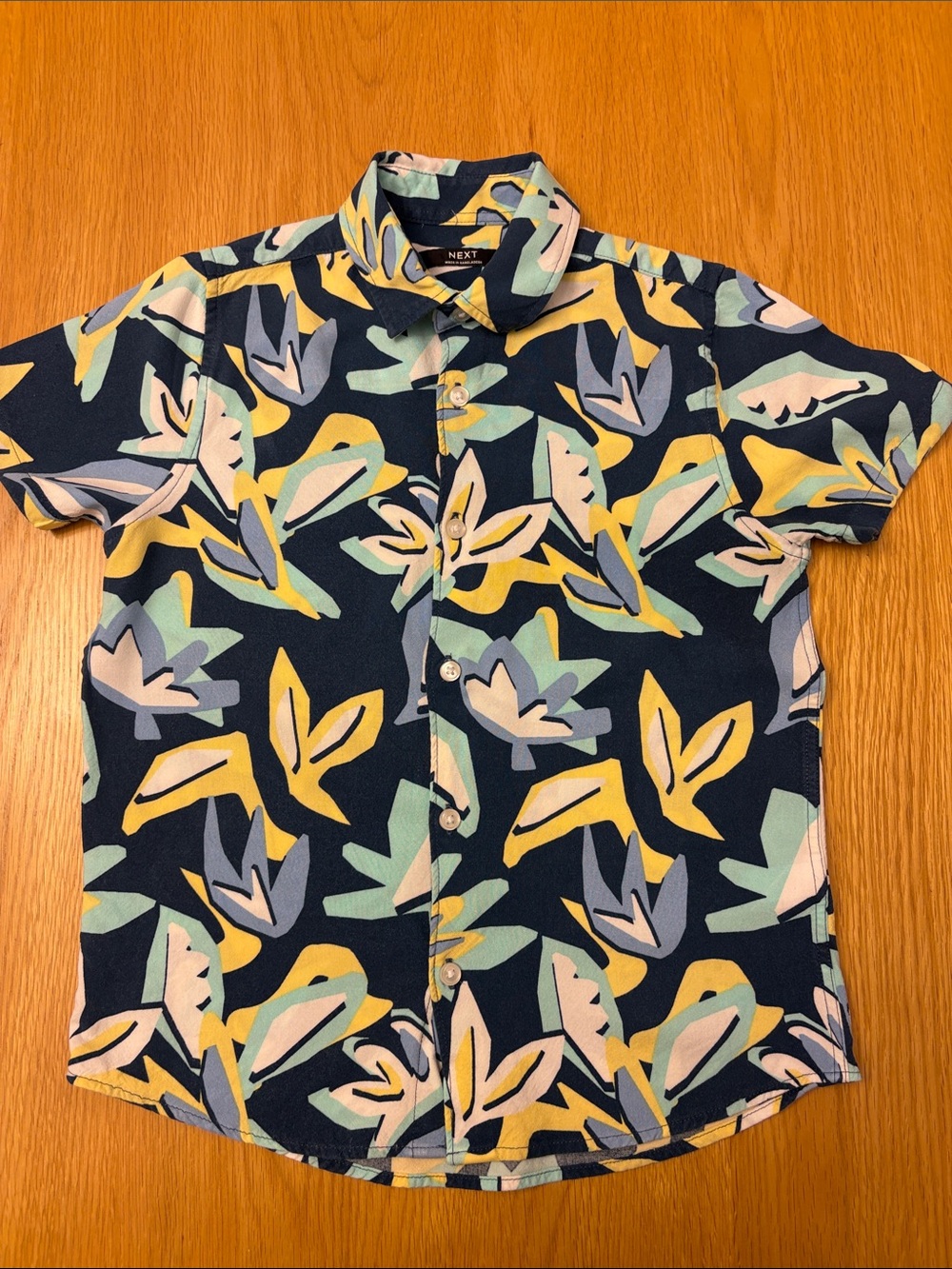 Summer Short Sleeved Boys Navy Abstract Floral Shirt by Next - size 8 years